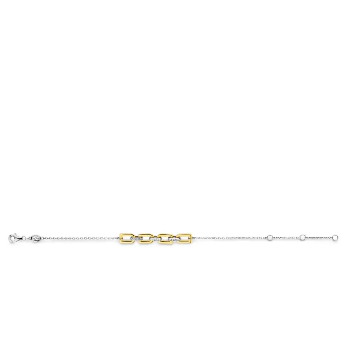 Ti Sento Bracelet - 23032ZY Argent Doré Liens Et Pavage | Femme Bracelet