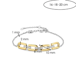 Ti Sento Bracelet - 23032ZY Argent Doré Liens Et Pavage | Femme Bracelet