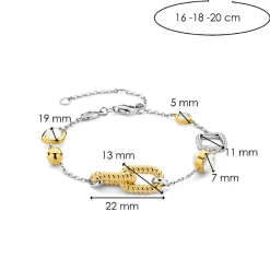 Ti Sento Bracelet - 23033ZY Argent Doré Et Maillons Torsadés | Femme Bracelet