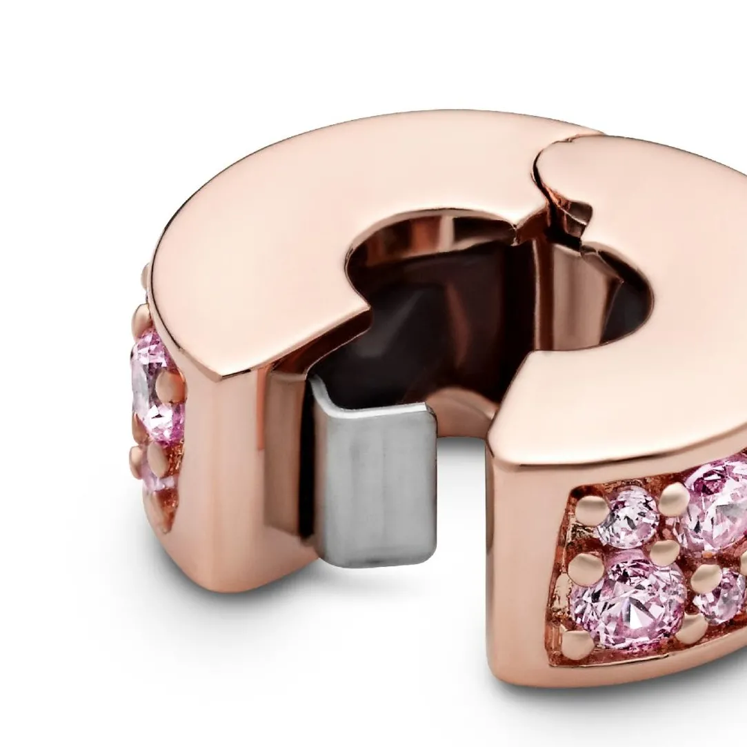 Pandora Charm Clip Moments Pavé Rose | Femme Charms