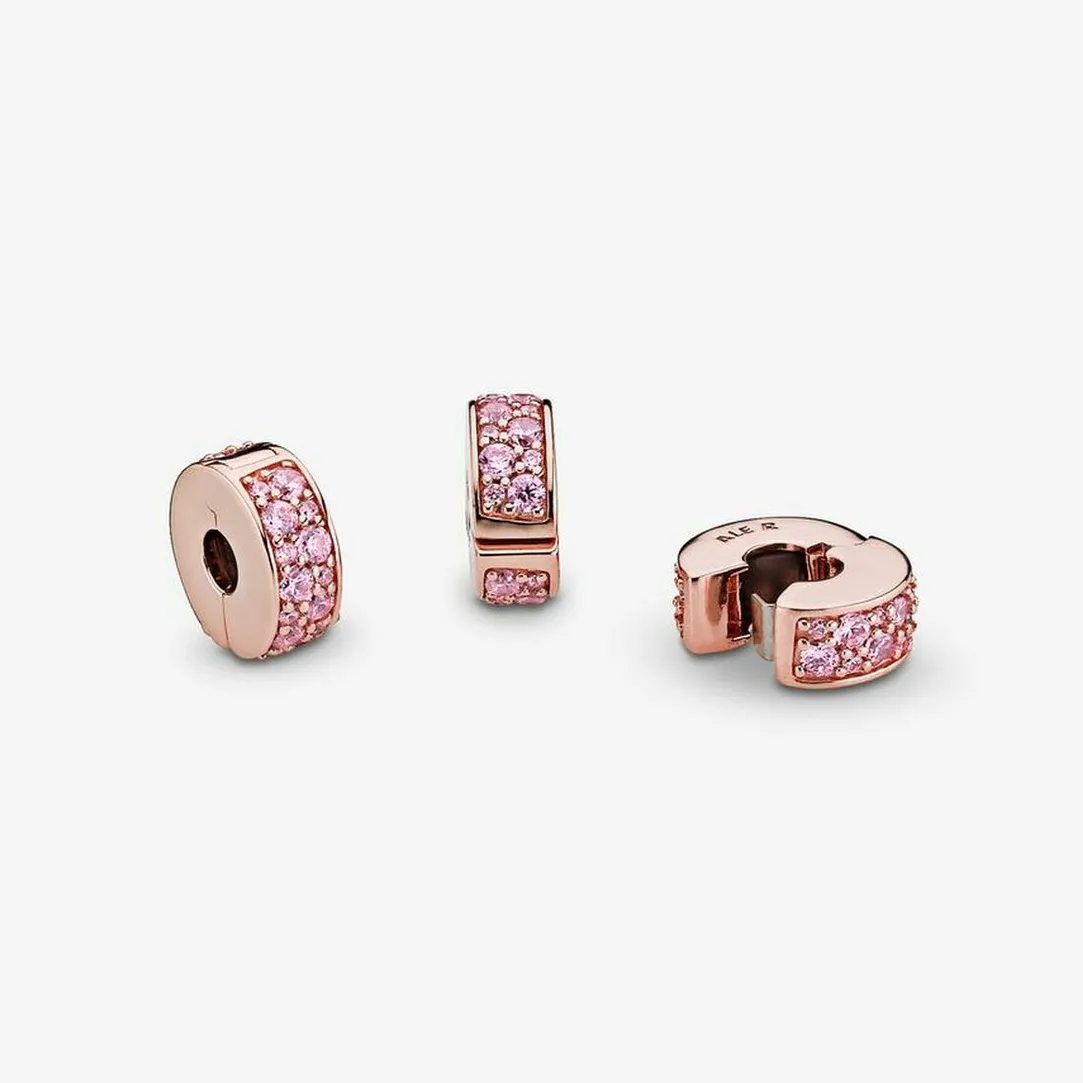 Pandora Charm Clip Moments Pavé Rose | Femme Charms