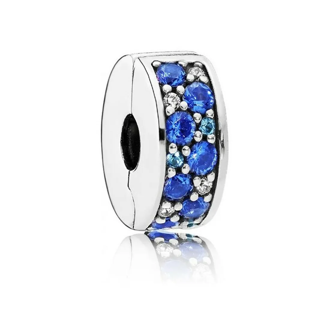 Pandora Charm Clip Moments Pavé Bleu | Femme Charms