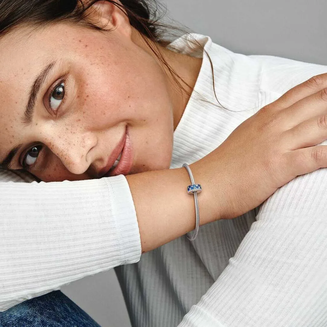 Pandora Charm Clip Moments Pavé Bleu | Femme Charms