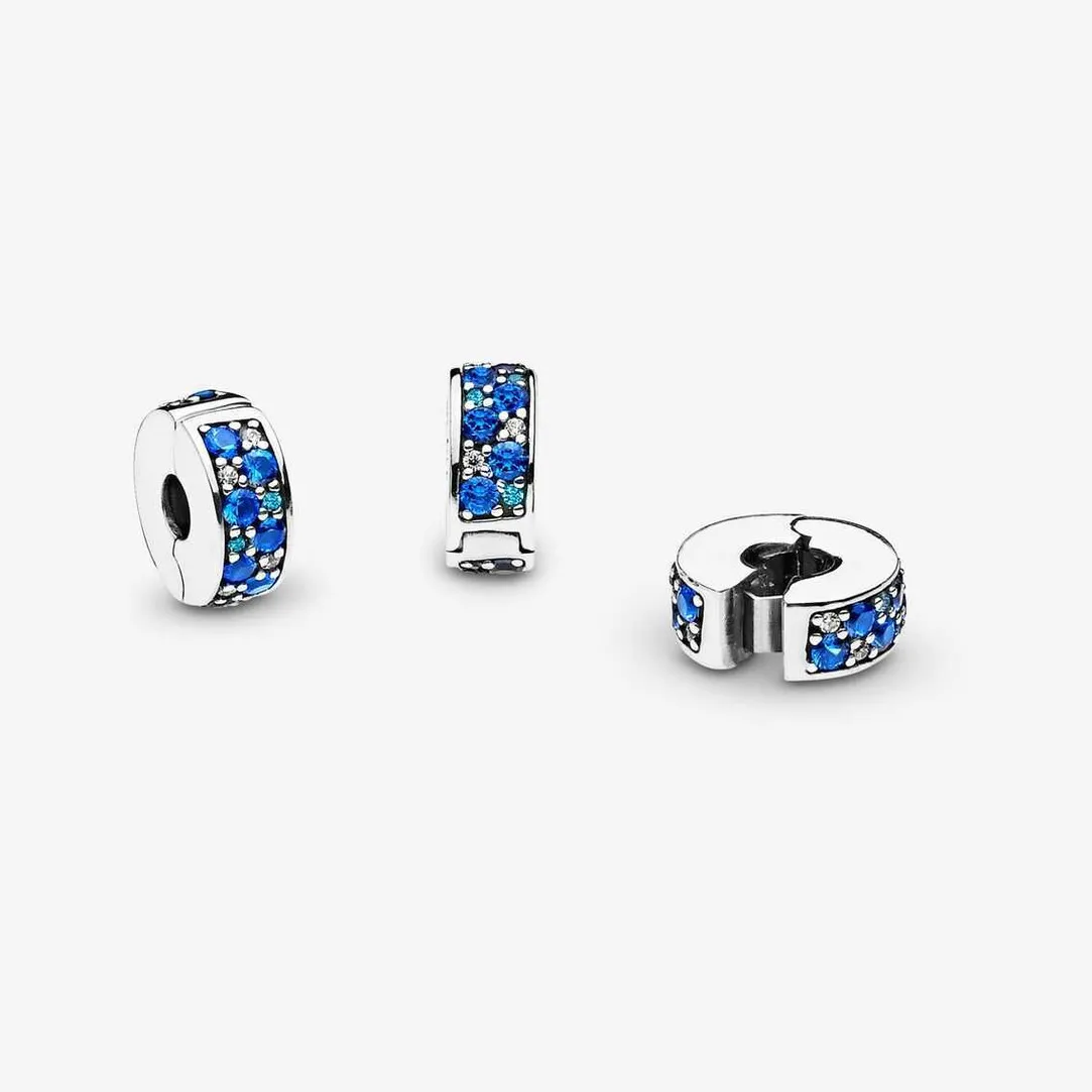 Pandora Charm Clip Moments Pavé Bleu | Femme Charms