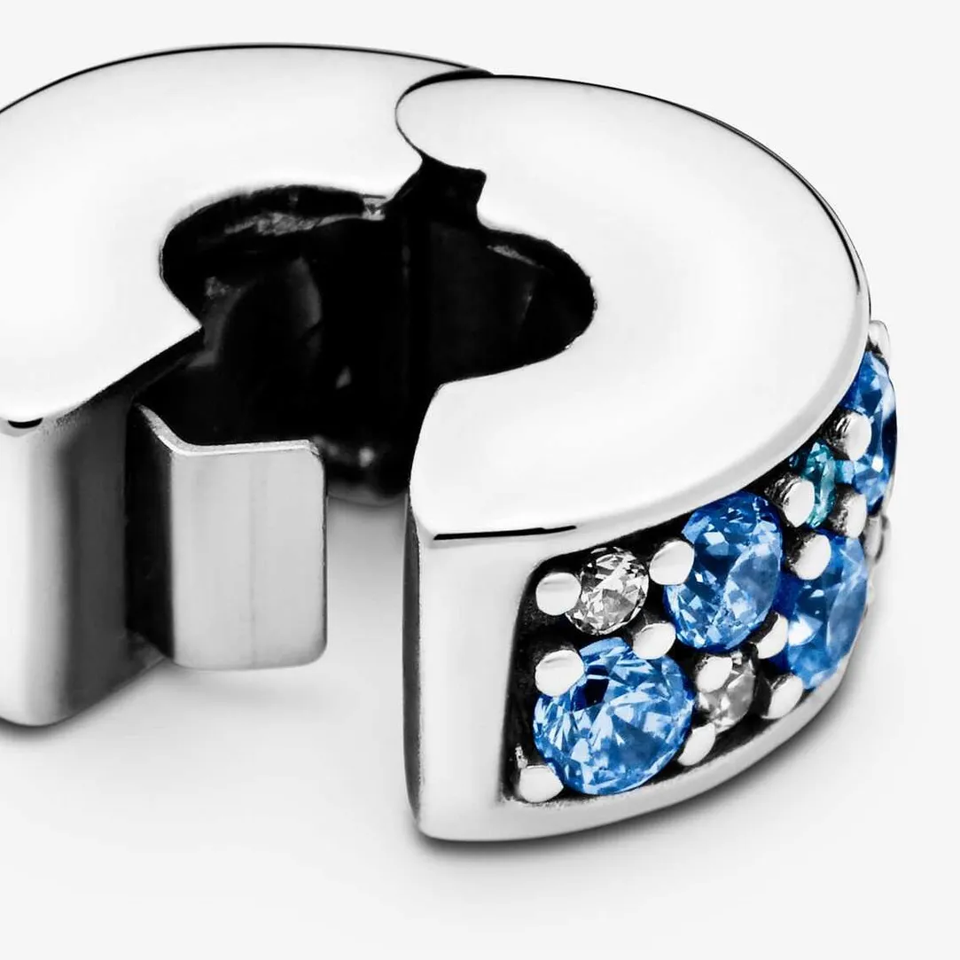 Pandora Charm Clip Moments Pavé Bleu | Femme Charms