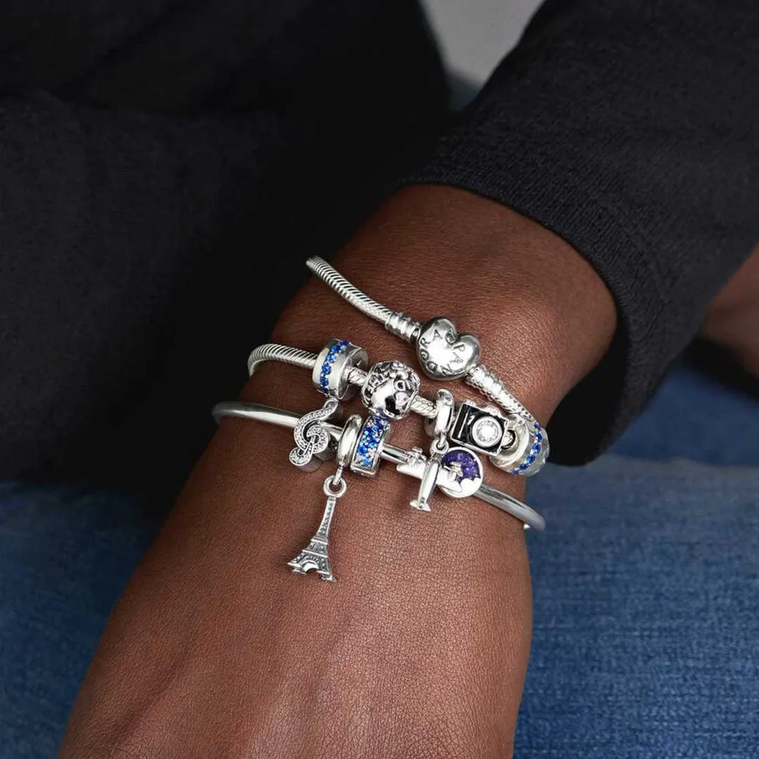 Pandora Charm Clip Moments Pavé Bleu | Femme Charms