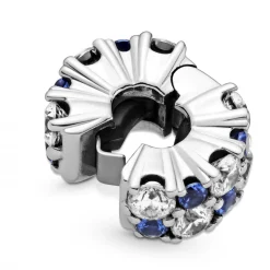 Pandora Charm Clip Scintillant Incolore & Bleu Timeless | Femme Charms