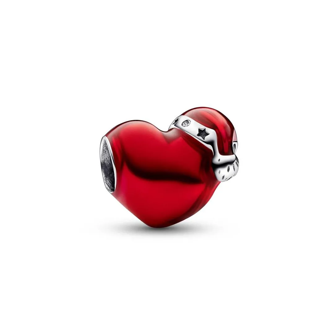 Pandora Charm Cœur de Noël Rouge Métallisé – Moments | Femme Charms