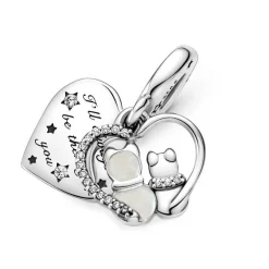 Pandora Charm Double Pendant Chats & Cœurs | Femme Charms