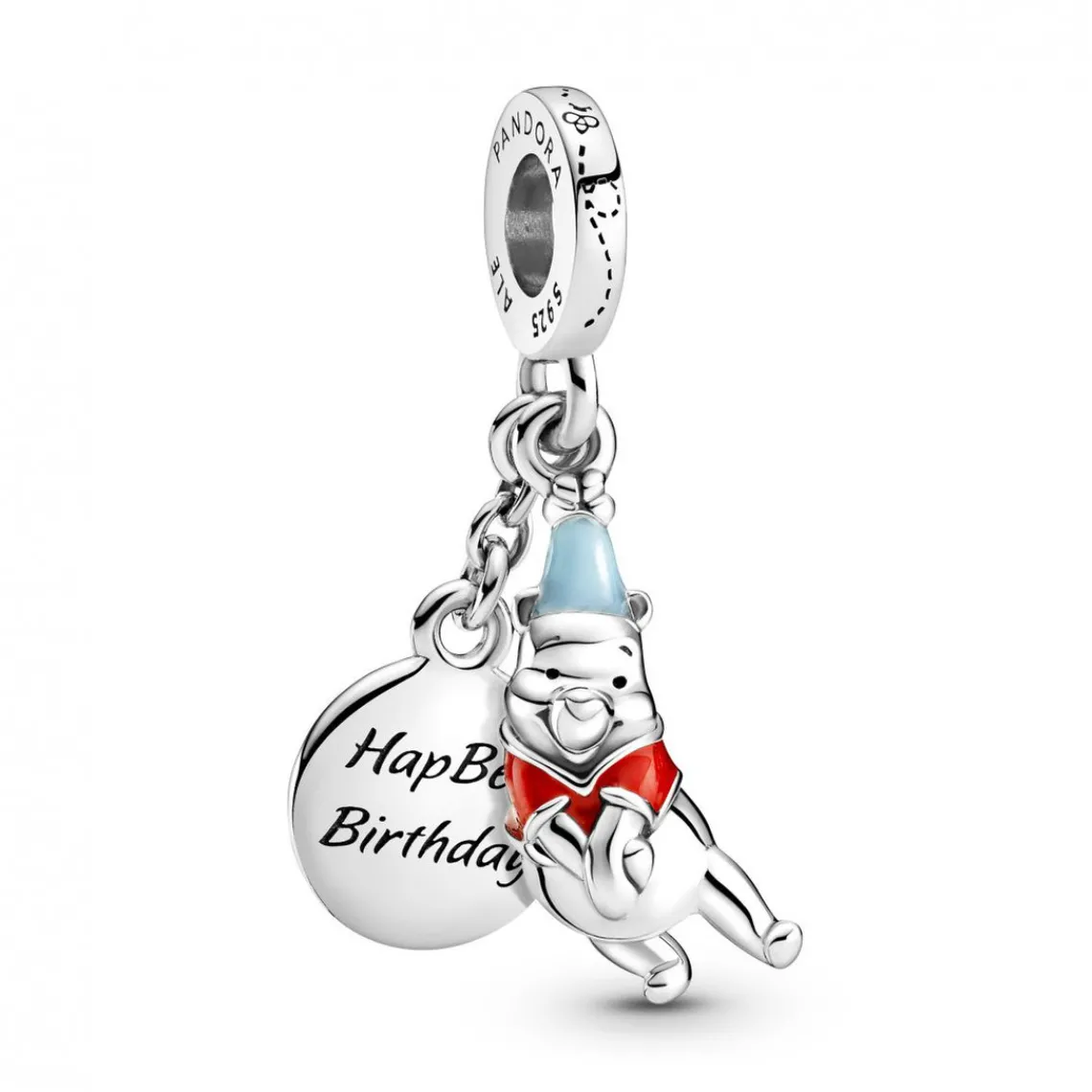Pandora Charm Double Pendant Happy birthday & Winnie L'Ourson Disney x | Femme Charms
