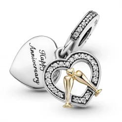 Pandora Charm Double Pendant Joyeux Anniversaire de Mariage Bicolore People | Femme Charms