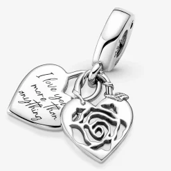 Pandora Charm double pendant Moments Cadenas & cœur | Femme Charms