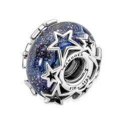 Pandora Charm en Verre de Murano Bleu Galaxie & Étoile Moments | Femme Charms