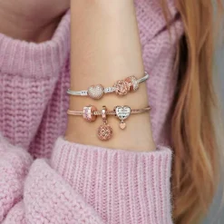 Pandora Charm 781817CZ - Charm Clip Élégance Brillante Métal doré à l’Or Rose fin 585/1000ᵉ | Femme Charms