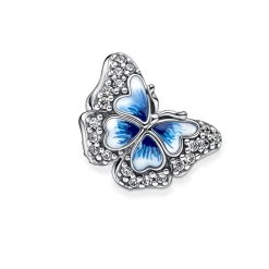 Pandora Charm Moments Papillon bleu scintillant double face | Femme Charms