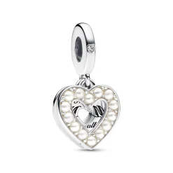 Pandora Charm Moments - Pendant Double Cœur Blanc Nacré | Femme Charms