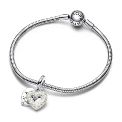 Pandora Charm Moments - Pendant Double Cœur Blanc Nacré | Femme Charms
