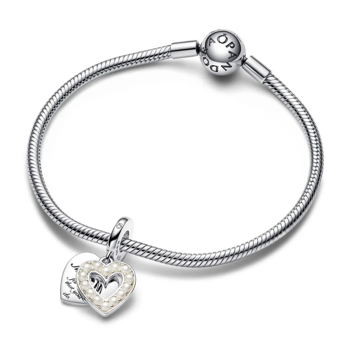 Pandora Charm Moments - Pendant Double Cœur Blanc Nacré | Femme Charms