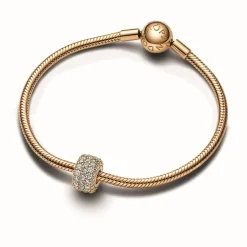 Pandora Charm Moments - Triple Rang Pavé Scintillant Doré | Femme Charms