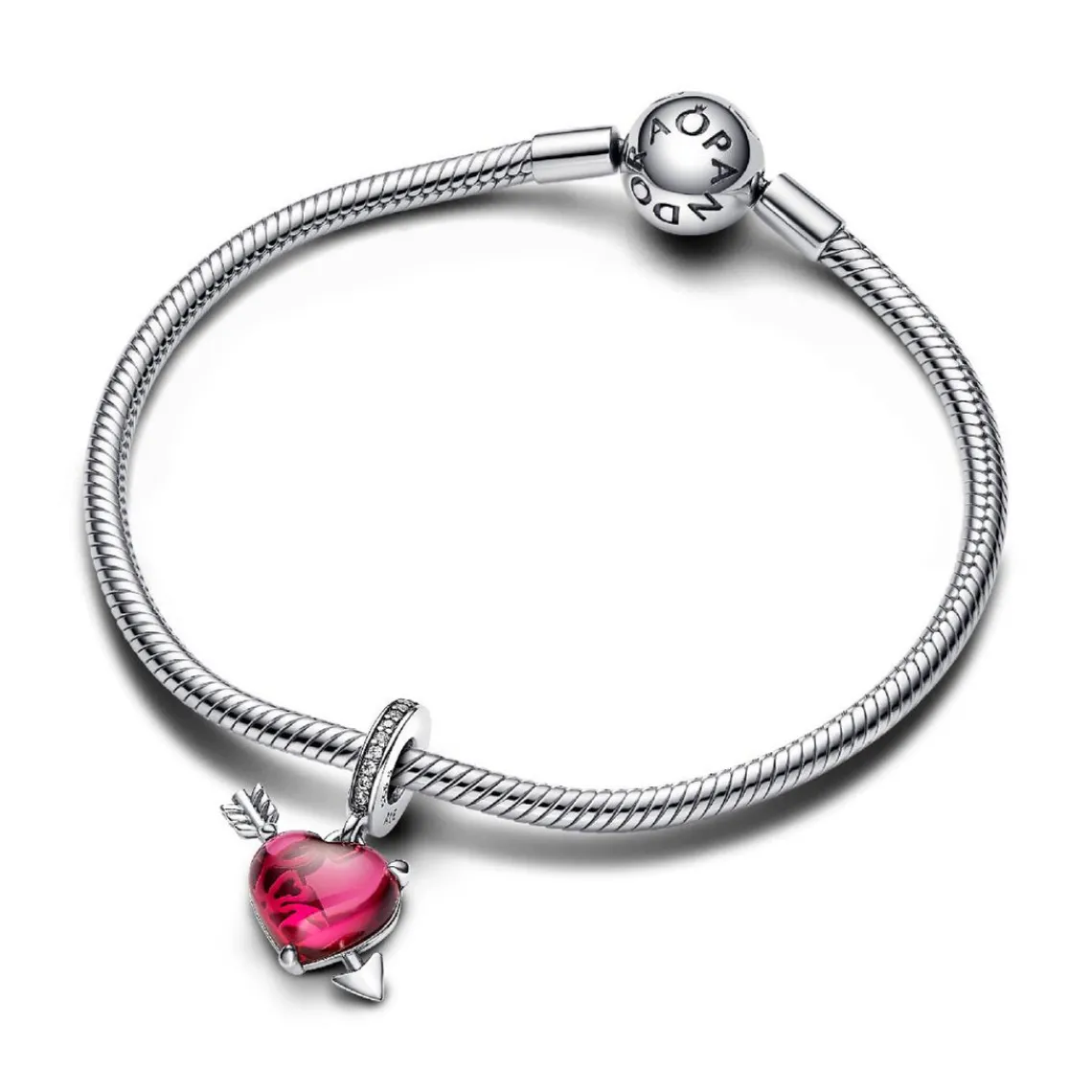 Pandora Charm Pendant Cœur Rouge et Flèche en Verre de Murano | Femme Charms