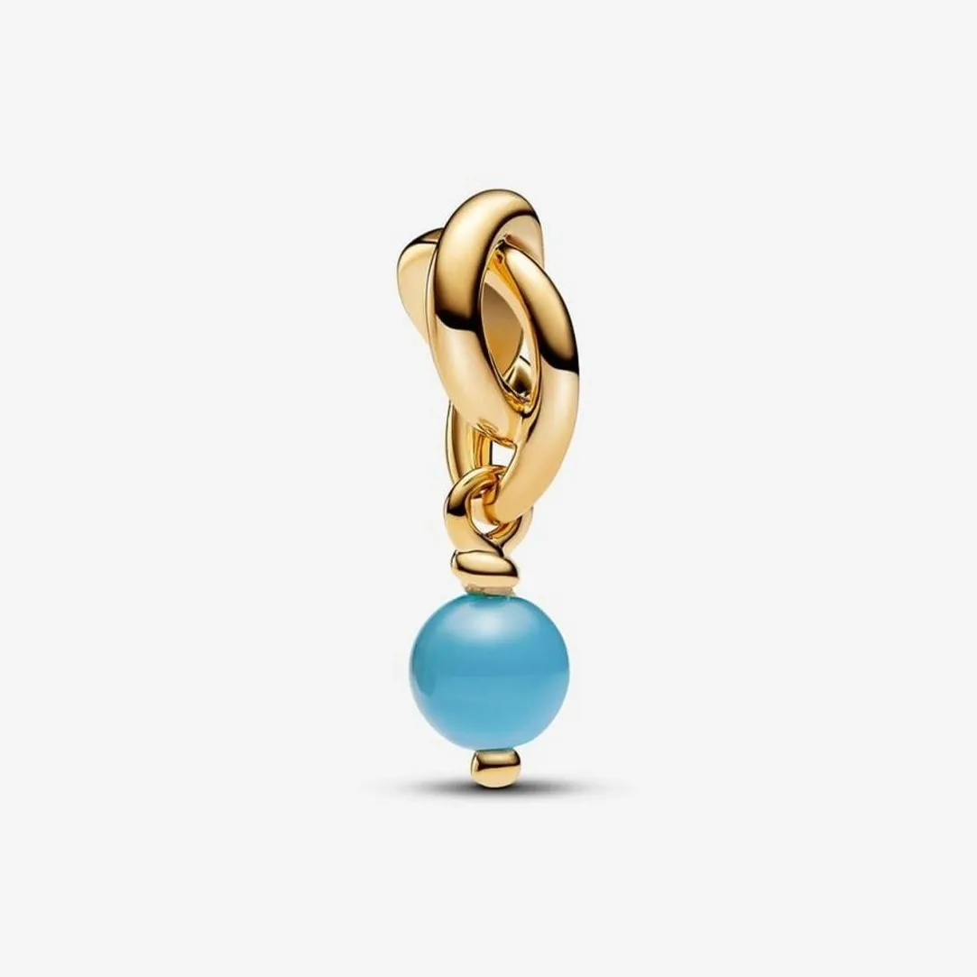 Pandora Charm Pendant doré avec cristal bleu capri | Femme Charms