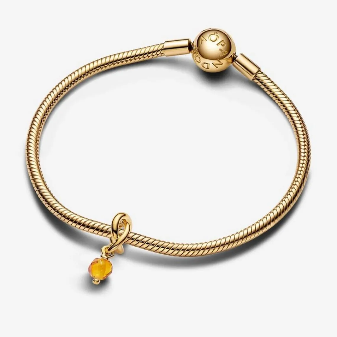 Pandora Charm Pendant doré avec cristal de couleur miel | Femme Charms