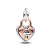 Pandora Charm Pendant Double Cadenas Cœur Barre Pivotante Bimatière | Femme Charms