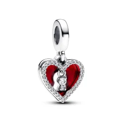 Pandora Charm Pendant Double Cœur Rouge et Serrure | Femme Charms