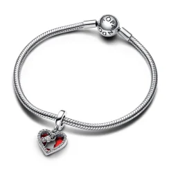 Pandora Charm Pendant Double Cœur Rouge et Serrure | Femme Charms