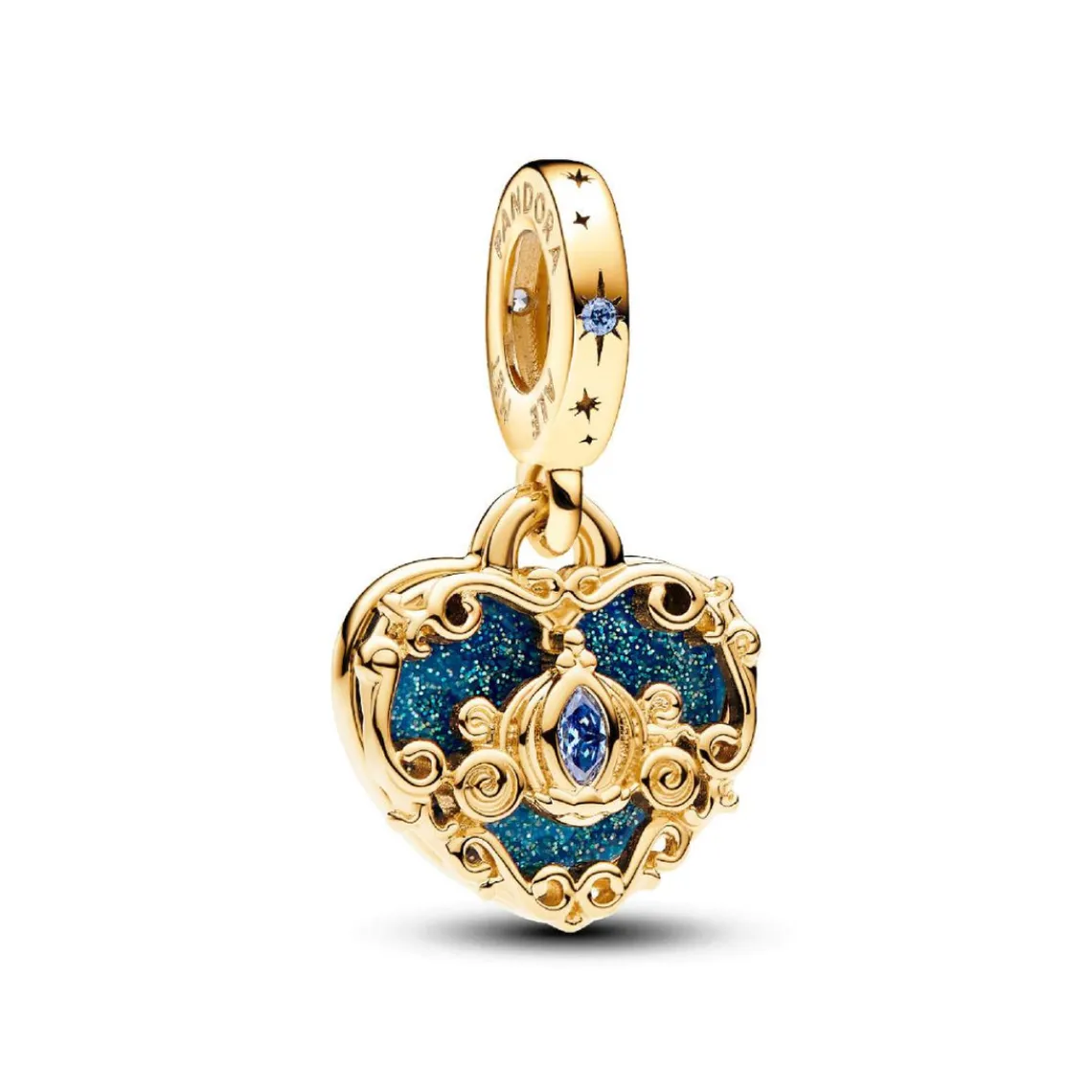 Pandora Charm Pendant Double Disney Carrosse de Cendrillon et Cœur | Femme Charms