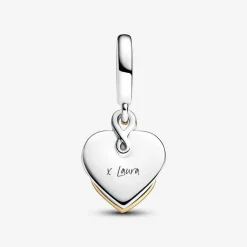 Pandora Charm Pendant Double Maman Gravable Diamant de Synthèse | Femme Charms