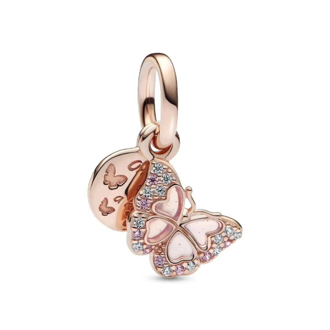 Pandora Charm Pendant Double - Papillon Rose et Citation | Femme Charms