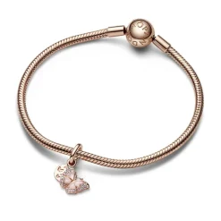 Pandora Charm Pendant Double - Papillon Rose et Citation | Femme Charms