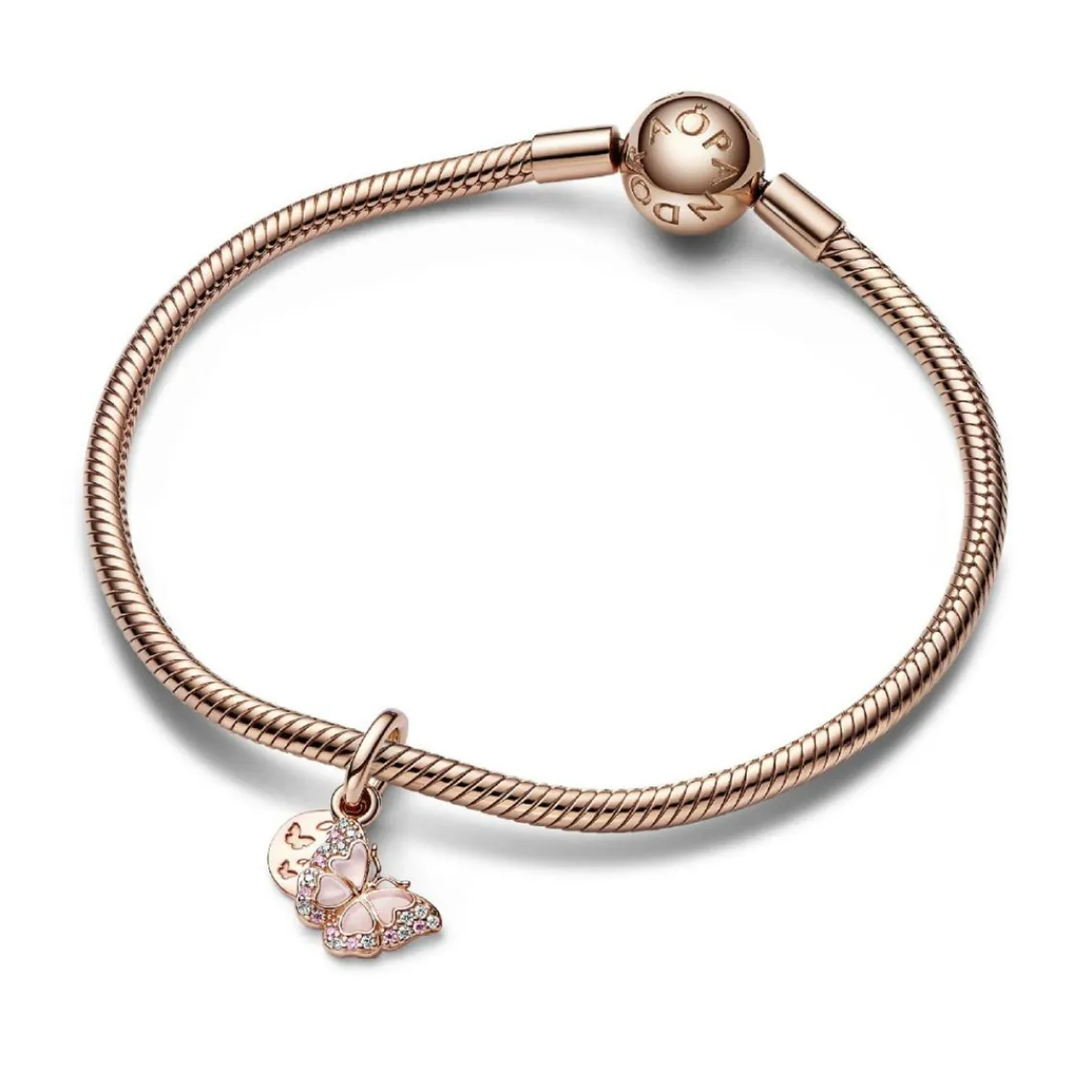 Pandora Charm Pendant Double - Papillon Rose et Citation | Femme Charms