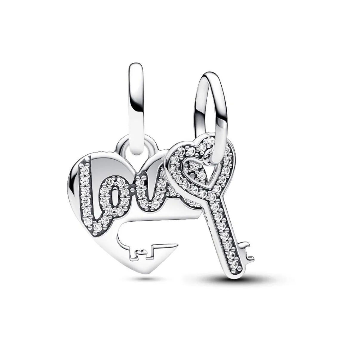 Pandora Charm Pendant Double Séparable Cœur et Clé | Femme Charms