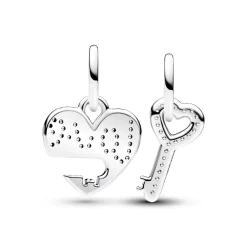 Pandora Charm Pendant Double Séparable Cœur et Clé | Femme Charms