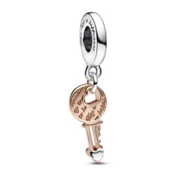 Pandora Charm Pendant - Bimatière Cœur Coulissant et Clef | Femme Charms