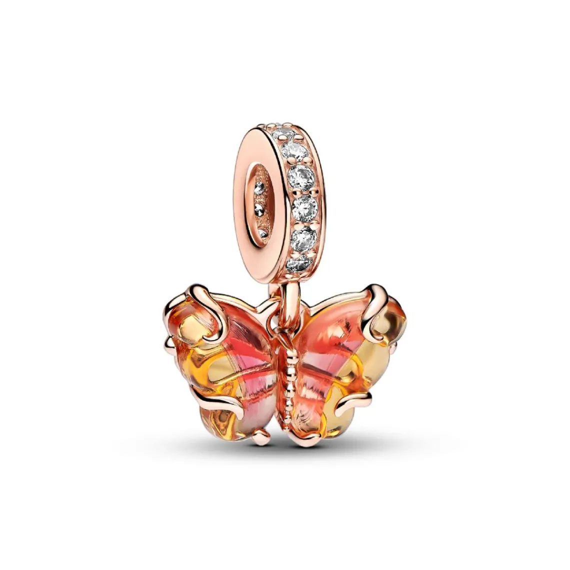Pandora Charm Pendant Papillon Murano Rose et Jaune | Femme Charms