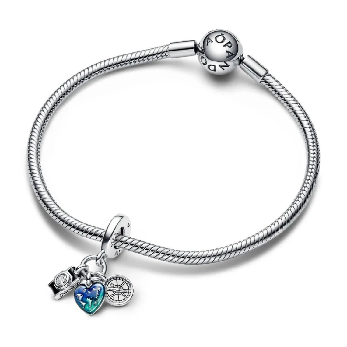 Pandora Charm Pendant Triple Appareil Photo, Cœur et Boussole | Femme Charms