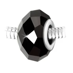 So Charm Bijoux Charm perle cristal noir à facettes et acier par SC Crystal BEA0266 | Femme Charms