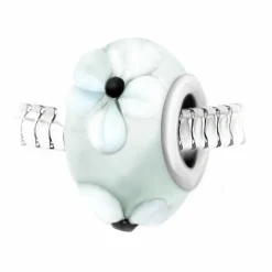 So Charm Bijoux Charm perle fleurs verre décoré main et acier par SC Crystal BEA0023 | Femme Charms