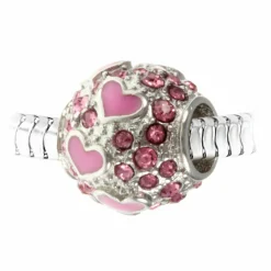 So Charm Bijoux Charm perle orné de cristaux de Bohème par SC Crystal Rose | Femme Charms