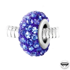 So Charm Bijoux Charm perle pavé de cristaux bleus et acier par SC Crystal BEA0034 | Femme Charms