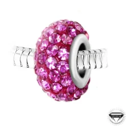 So Charm Bijoux Charm perle pavé de cristaux roses et acier par SC Crystal BEA0029 | Femme Charms