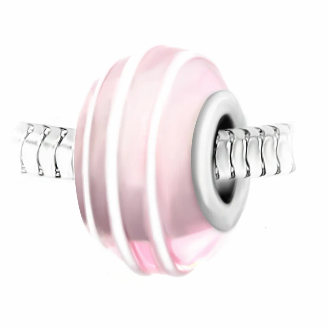 So Charm Bijoux Charm perle spirale verre rose décoré main et acier par SC Crystal BEA0131 | Femme Charms