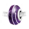 So Charm Bijoux Charm perle spirale verre violet décoré main et acier par SC Crystal BEA0132 | Femme Charms
