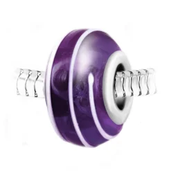 So Charm Bijoux Charm perle spirale verre violet décoré main et acier par SC Crystal BEA0132 | Femme Charms