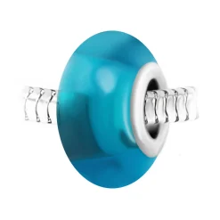 So Charm Bijoux Charm perle verre bleu et acier par SC Crystal BEA0147 | Femme Charms