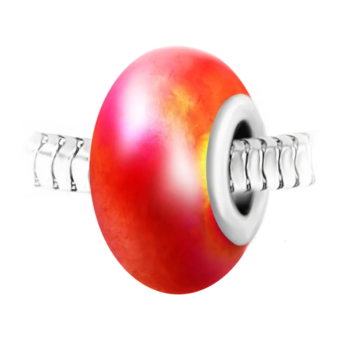 So Charm Bijoux Charm perle verre nacrée rouge et acier par SC Crystal BEA0120 | Femme Charms