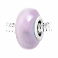 So Charm Bijoux Charm perle verre nacré rose et acier par SC Crystal BEA0004 | Femme Charms